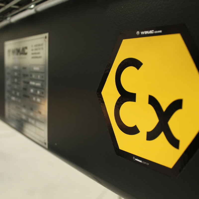 Grúa Antideflagrante WimacKit — Ex hexagon mark on aluminum enclosure